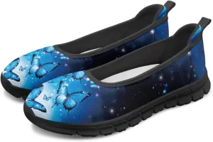 Jeiento Butterfly Shoes for Women Casual Slip-On Loafers Mesh Breathable Road Running Shoes Adult Sneakers