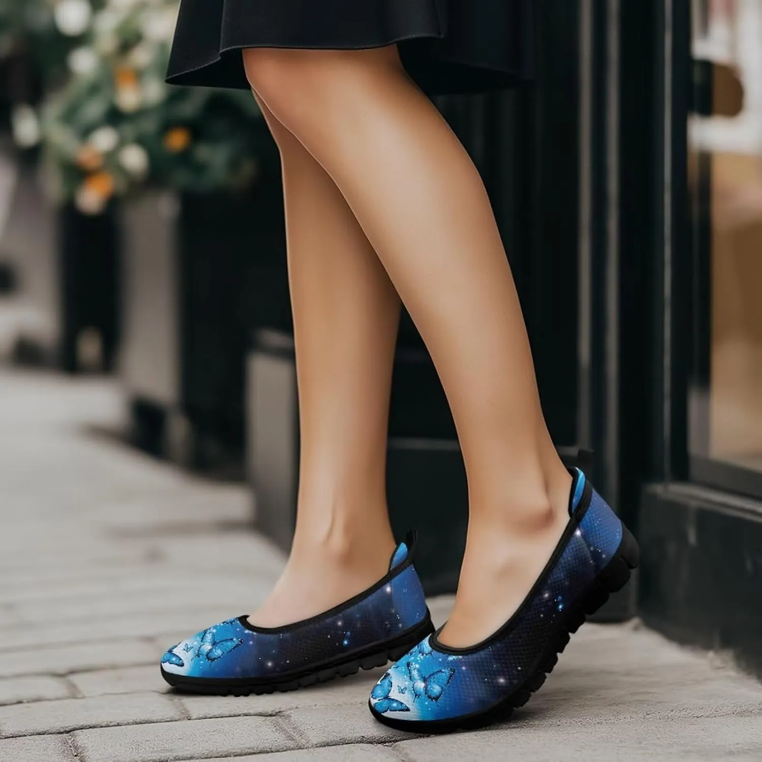 Jeiento Butterfly Shoes for Women Casual Slip-On Loafers Mesh Breathable Road Running Shoes Adult Sneakers