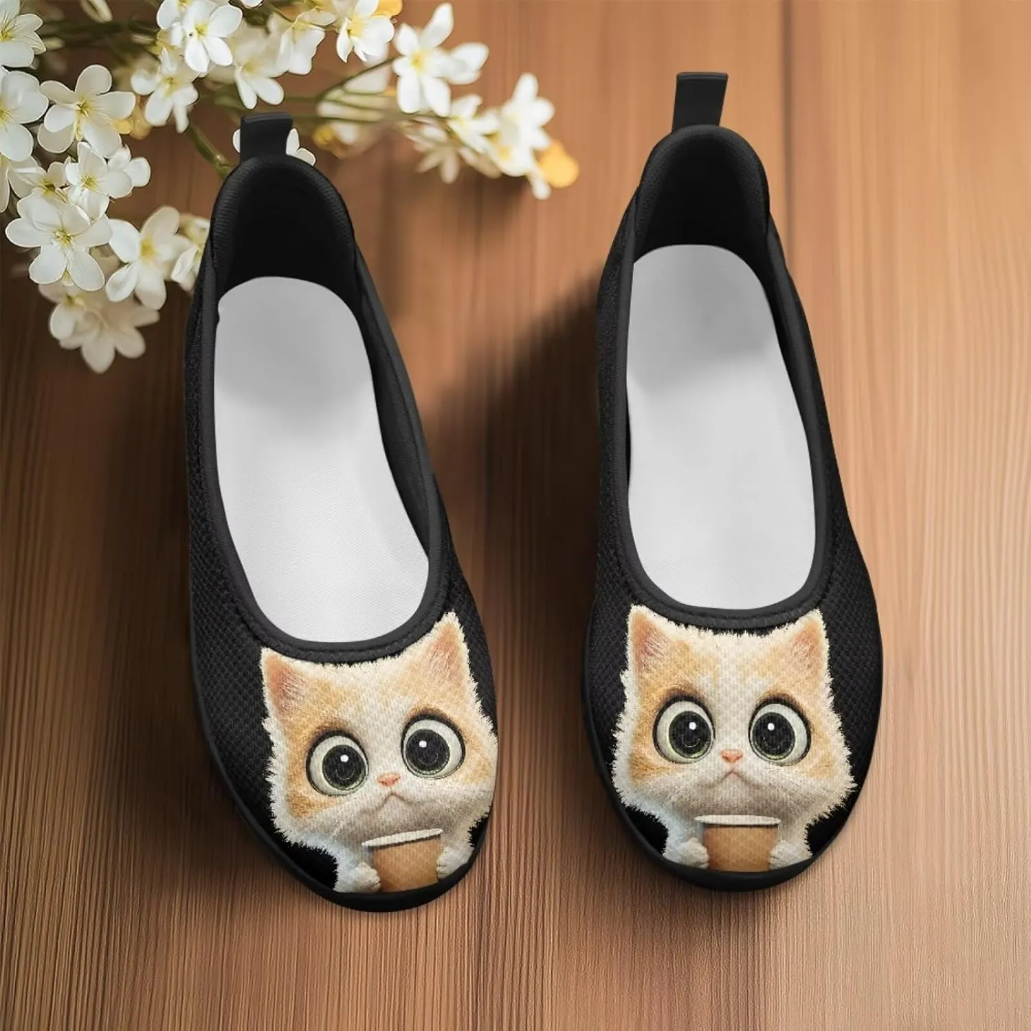 Jeiento Women's Slip On Loafers Mesh Tennis Shoes Dog Theme Footwear Comfortable Lightweight Fashion Sneakers Running Shoes