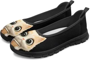 Jeiento Women's Slip On Loafers Mesh Tennis Shoes Dog Theme Footwear Comfortable Lightweight Fashion Sneakers Running Shoes