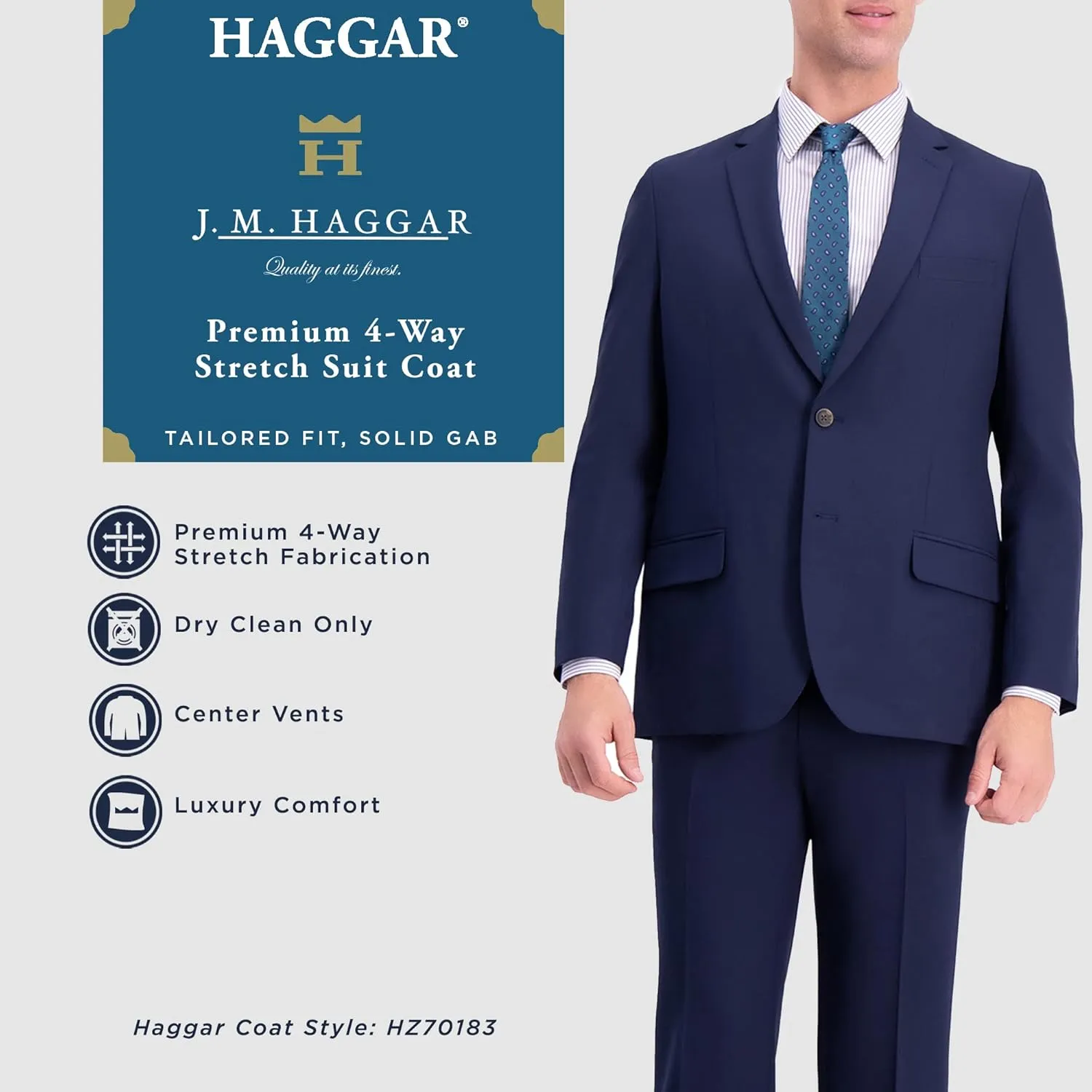 J.M. Haggar Men's Premium Stretch Classic Fit Suit Separate Coat (Regular and Big & Tall Sizes)