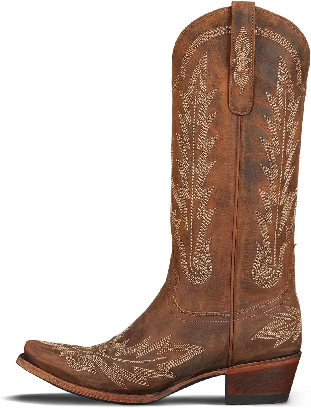 JORISTIMO Women's Cowboy with Embroidered Stitch,Knee High Boots, Classic Snip Toe Traditional Western Knee Bootie