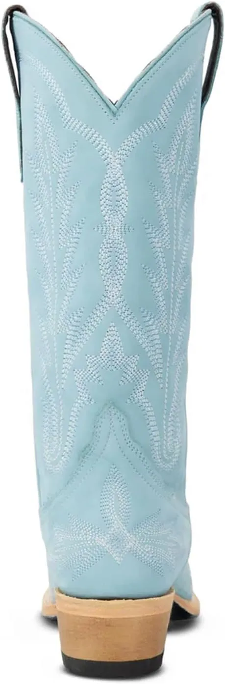 JORISTIMO Women's Cowboy with Embroidered Stitch,Knee High Boots, Classic Snip Toe Traditional Western Knee Bootie