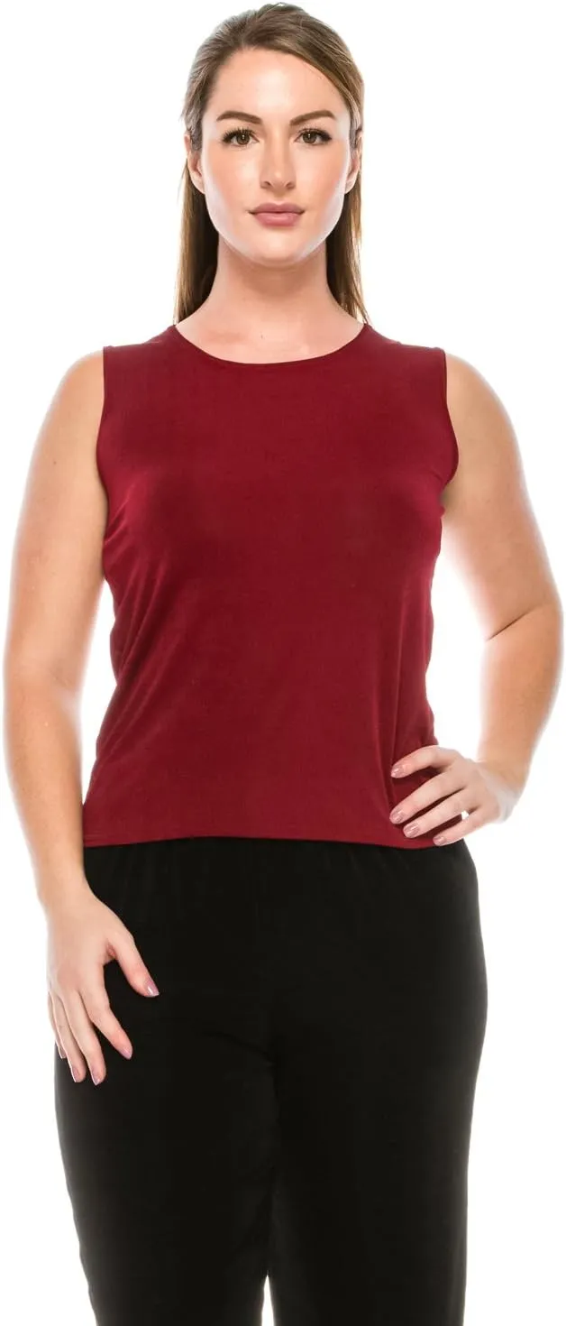 Jostar Women's Basic Tank Top – Plus Size Sleeveless Round Neck Stretch Casual Solid T Shirts
