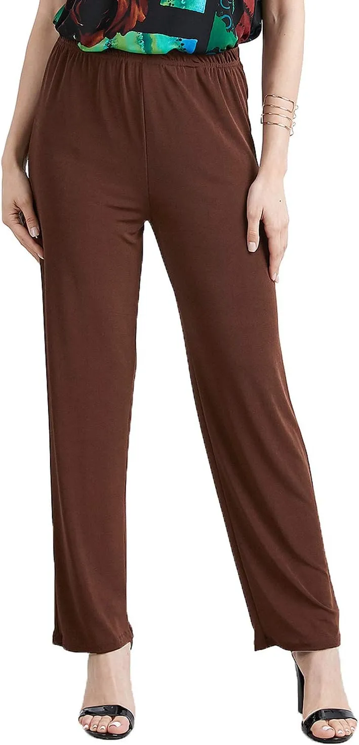 Jostar Women's Elastic Waist Pants – Plus Size Pull On Stretch Basic Soft Casual Trouser