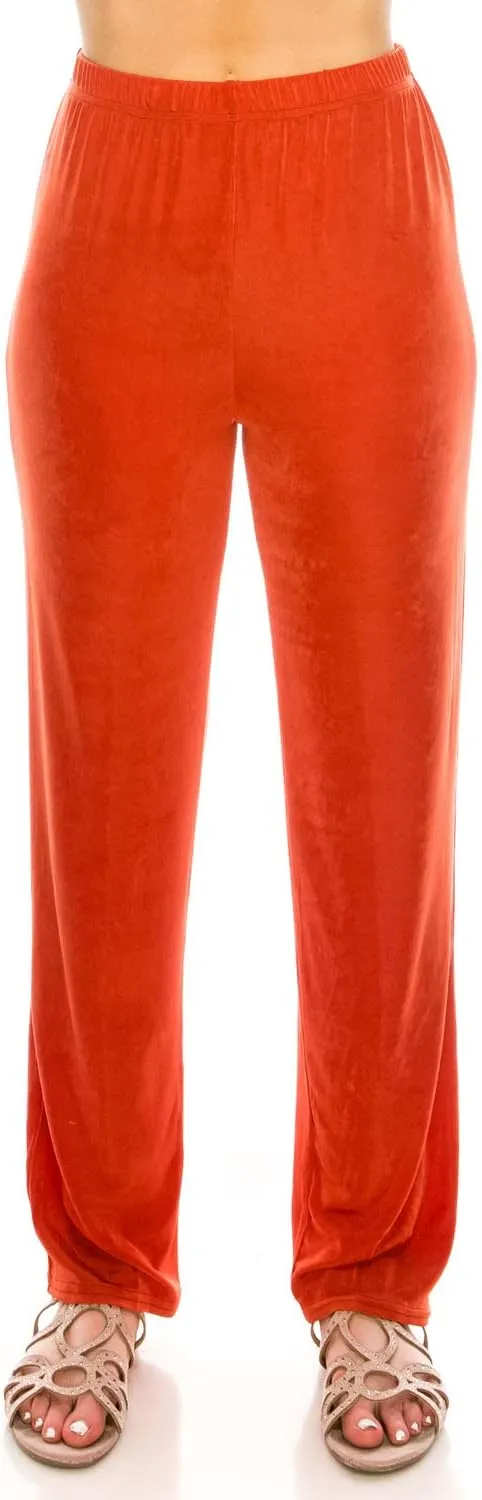 Jostar Women's Elastic Waist Pants – Pull On Acetate Non Iron Stretch Straight Leg Relaxed Fit Basic Trouser