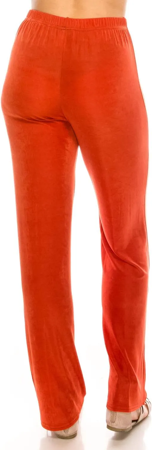 Jostar Women's Elastic Waist Pants – Pull On Acetate Non Iron Stretch Straight Leg Relaxed Fit Basic Trouser