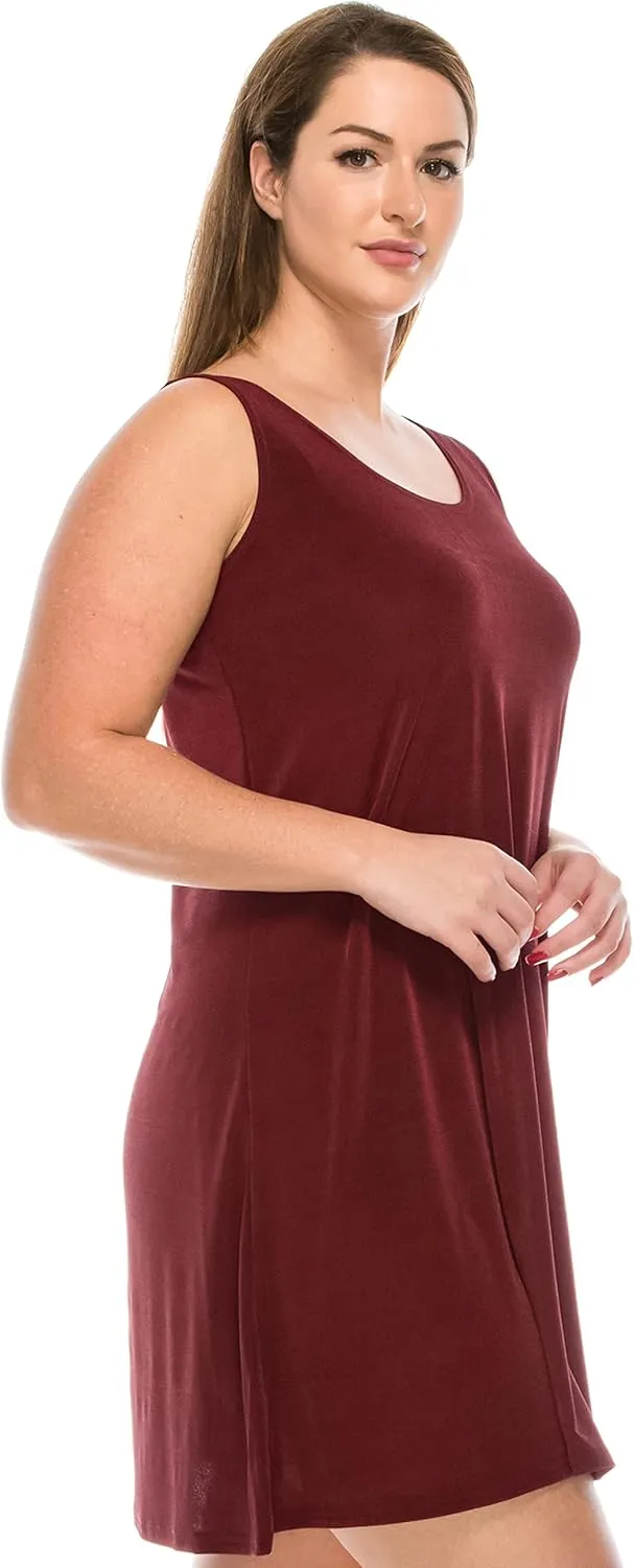 Jostar Women's Plus Size Dress – Sleeveless Tank Stretch Casual Swing Flowy Basic Solid T Shirt One Piece