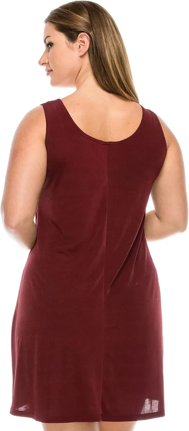 Jostar Women's Plus Size Dress – Sleeveless Tank Stretch Casual Swing Flowy Basic Solid T Shirt One Piece