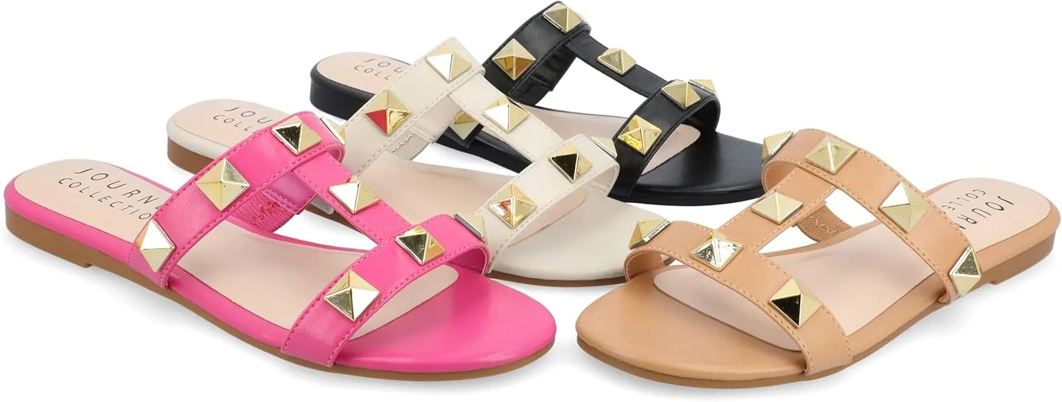 Journee Collection Womens KENDALL Faux Leather Almond toe Flatform Sandals