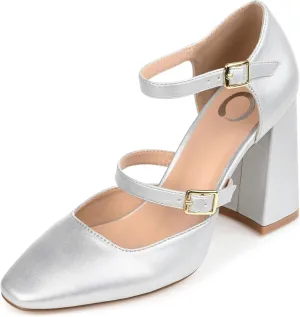 Journee Womens Isadorah Mary Jane Mid Block Heel Square Toe Pumps