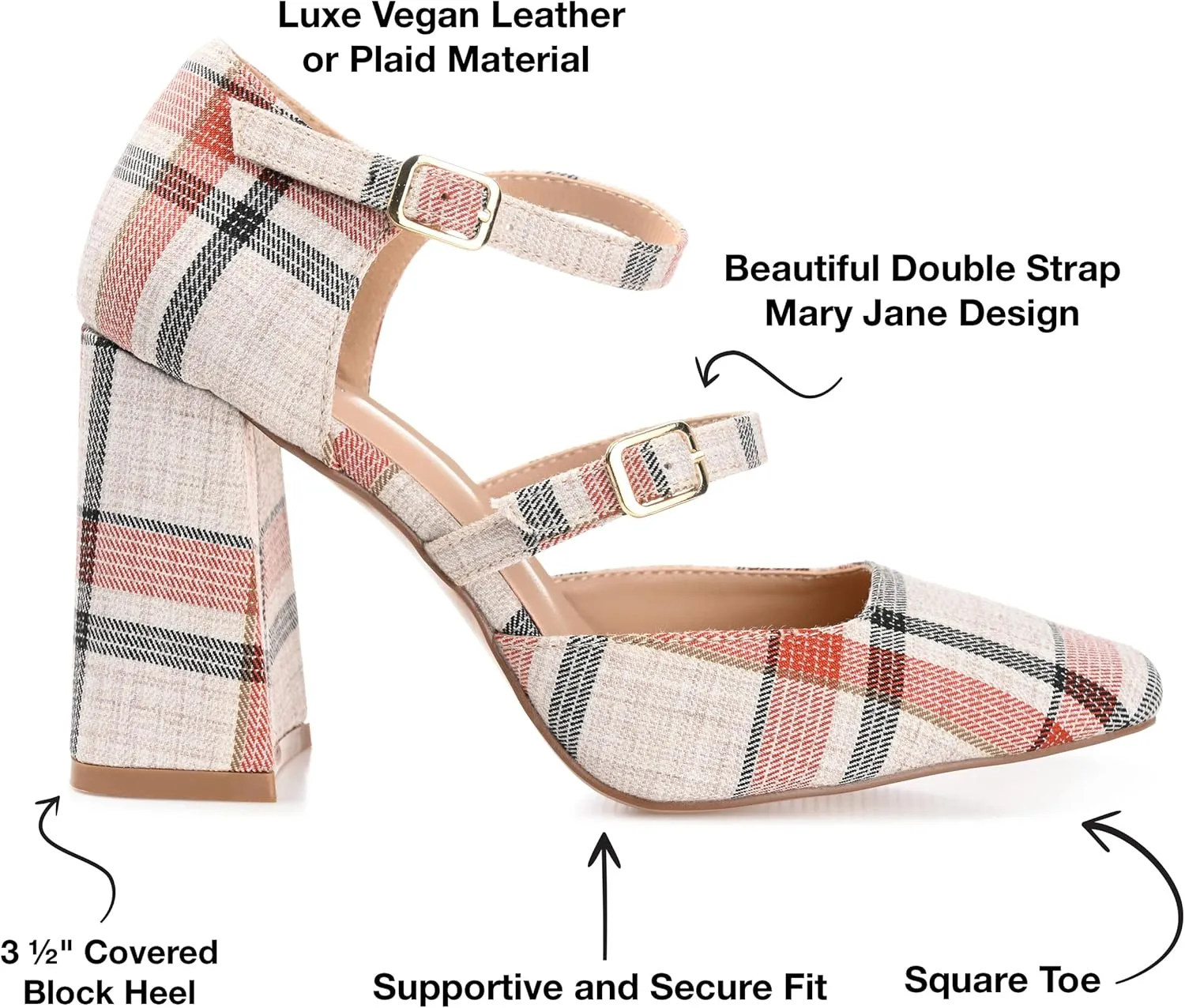 Journee Womens Isadorah Mary Jane Mid Block Heel Square Toe Pumps
