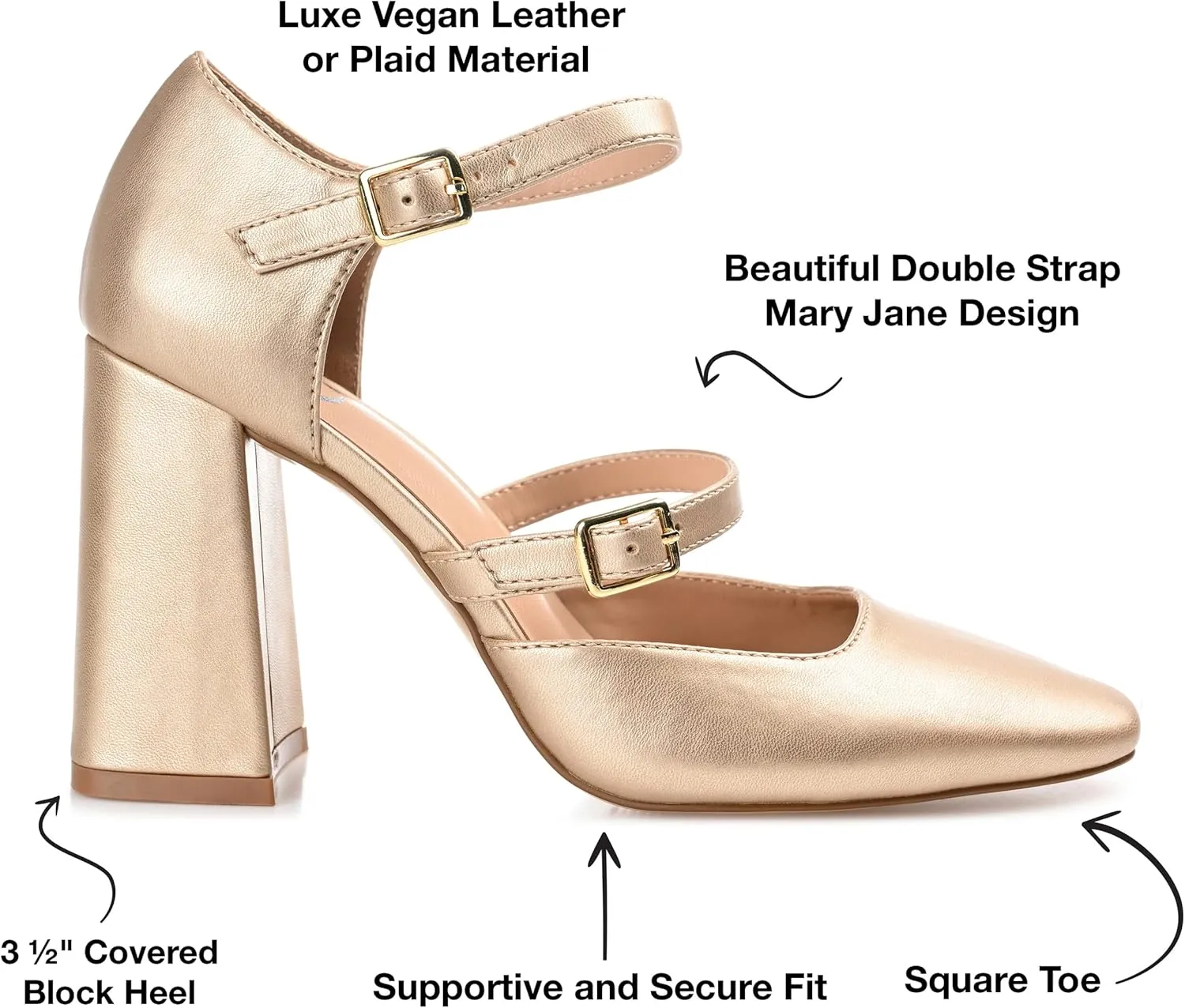 Journee Womens Isadorah Mary Jane Mid Block Heel Square Toe Pumps