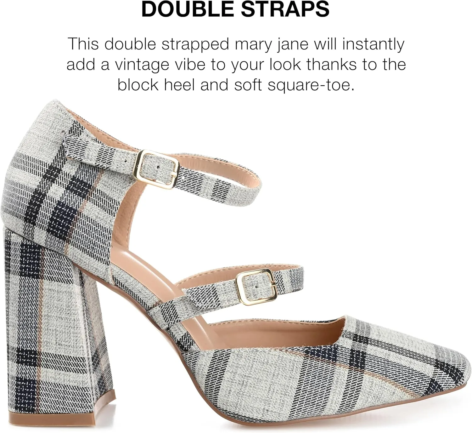 Journee Womens Isadorah Mary Jane Mid Block Heel Square Toe Pumps