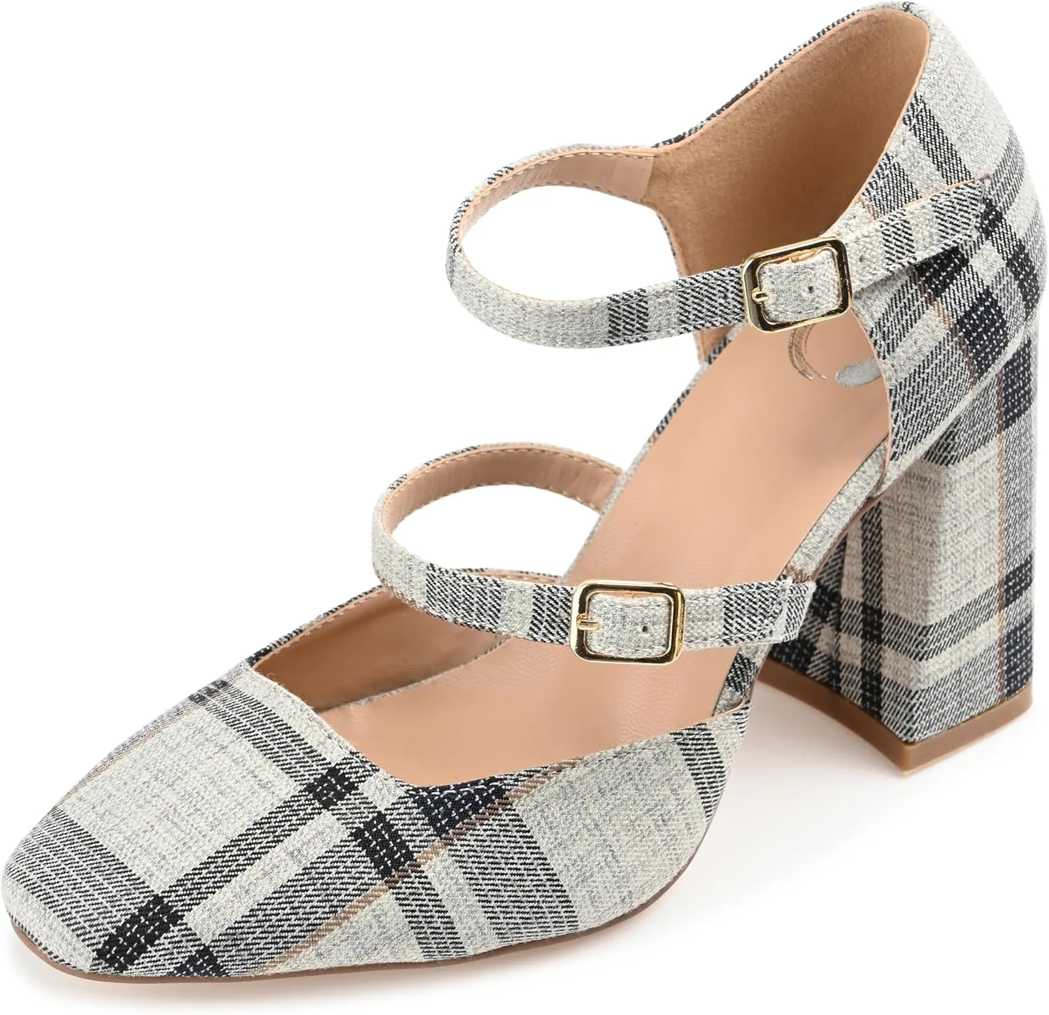 Journee Womens Isadorah Mary Jane Mid Block Heel Square Toe Pumps