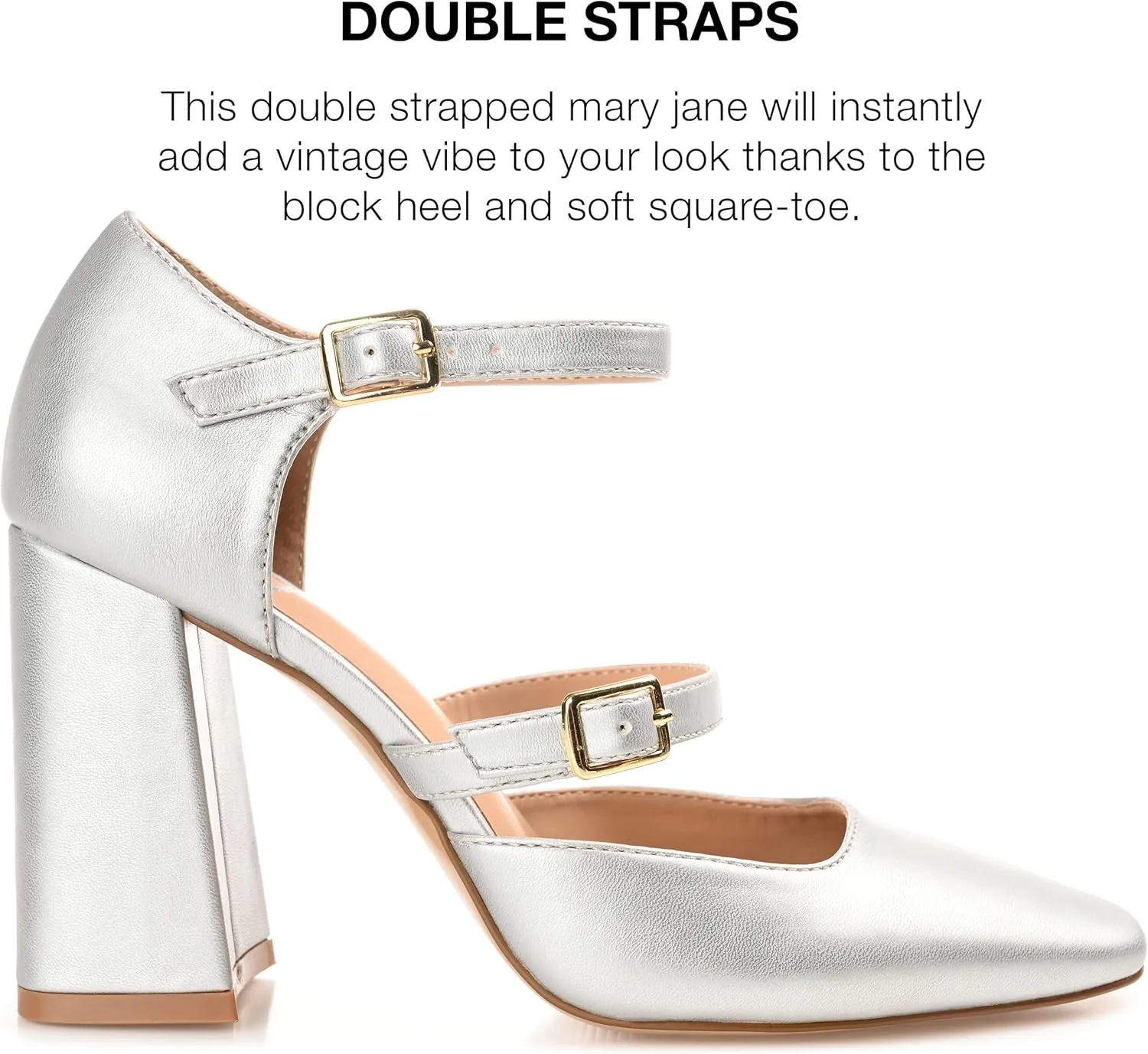 Journee Womens Isadorah Mary Jane Mid Block Heel Square Toe Pumps