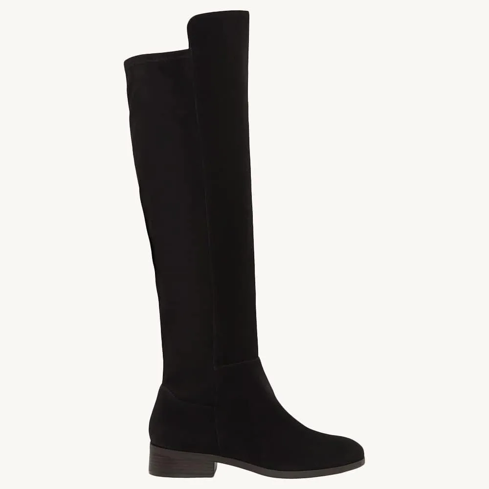 Juliet Holy Womens Knee High Boots Round Toe Chunky Block Heels Suede Fashion Winter Booties