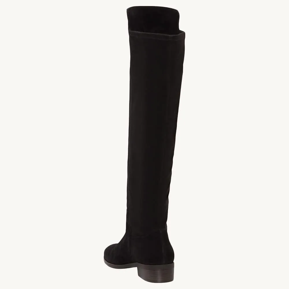 Juliet Holy Womens Knee High Boots Round Toe Chunky Block Heels Suede Fashion Winter Booties
