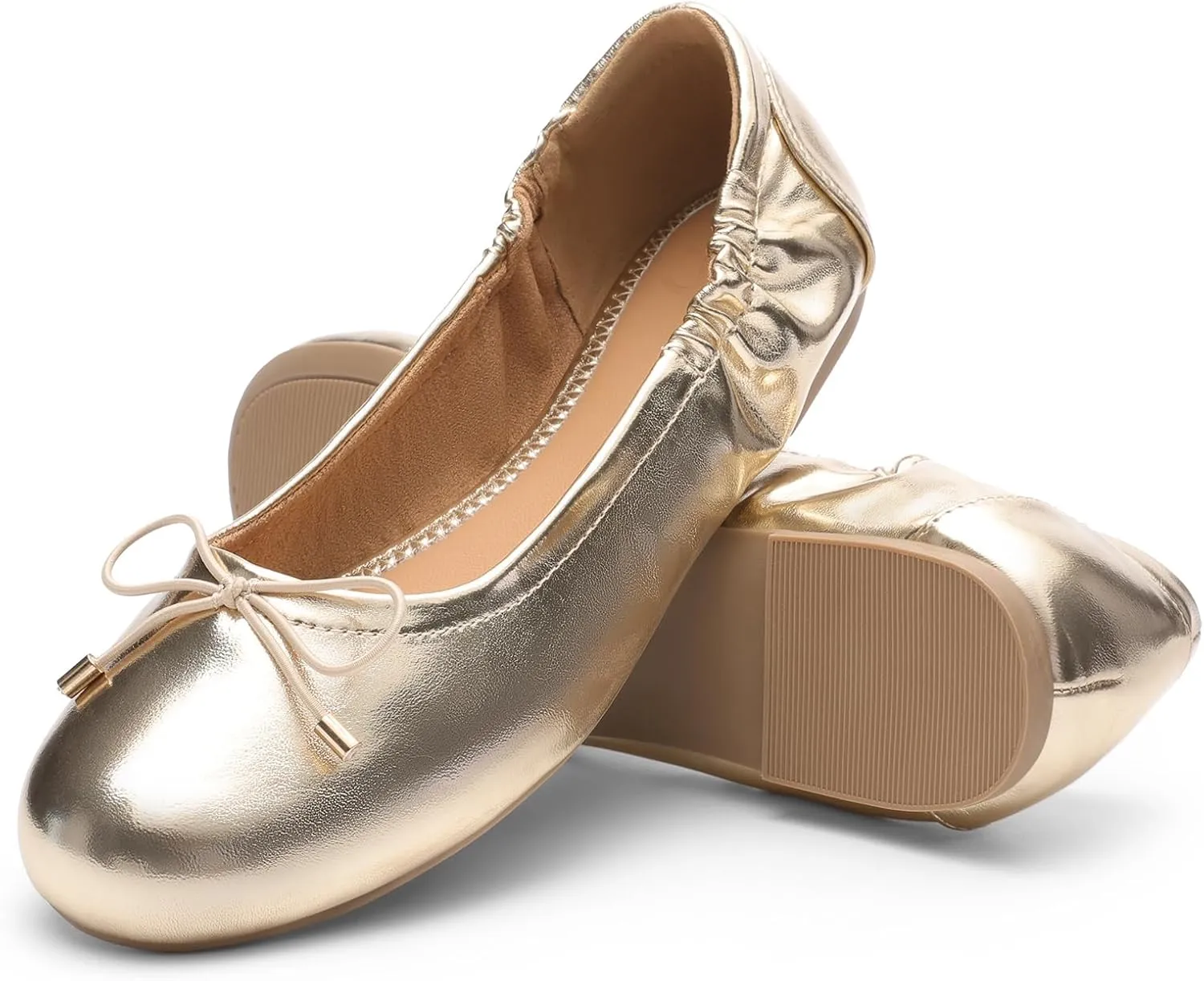 JustFab Womens Ballet Flats Shoes Foldable Round Toe Dress Shoes Comfortable Slip On Walking Flats Shoes Comfort Soft