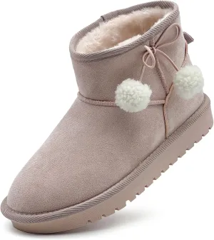 Kids Snow Boots for Girls Boys Comfy Warm Fur Lined Winter Boots Lightweight Slip On Fuzzy Ankle Boot (Little/Big Kids)
