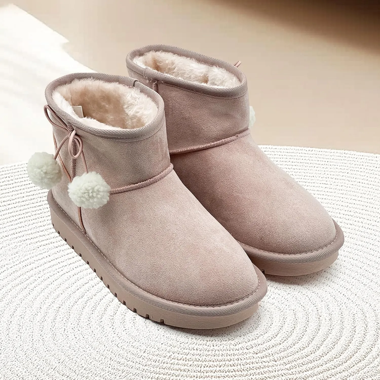 Kids Snow Boots for Girls Boys Comfy Warm Fur Lined Winter Boots Lightweight Slip On Fuzzy Ankle Boot (Little/Big Kids)