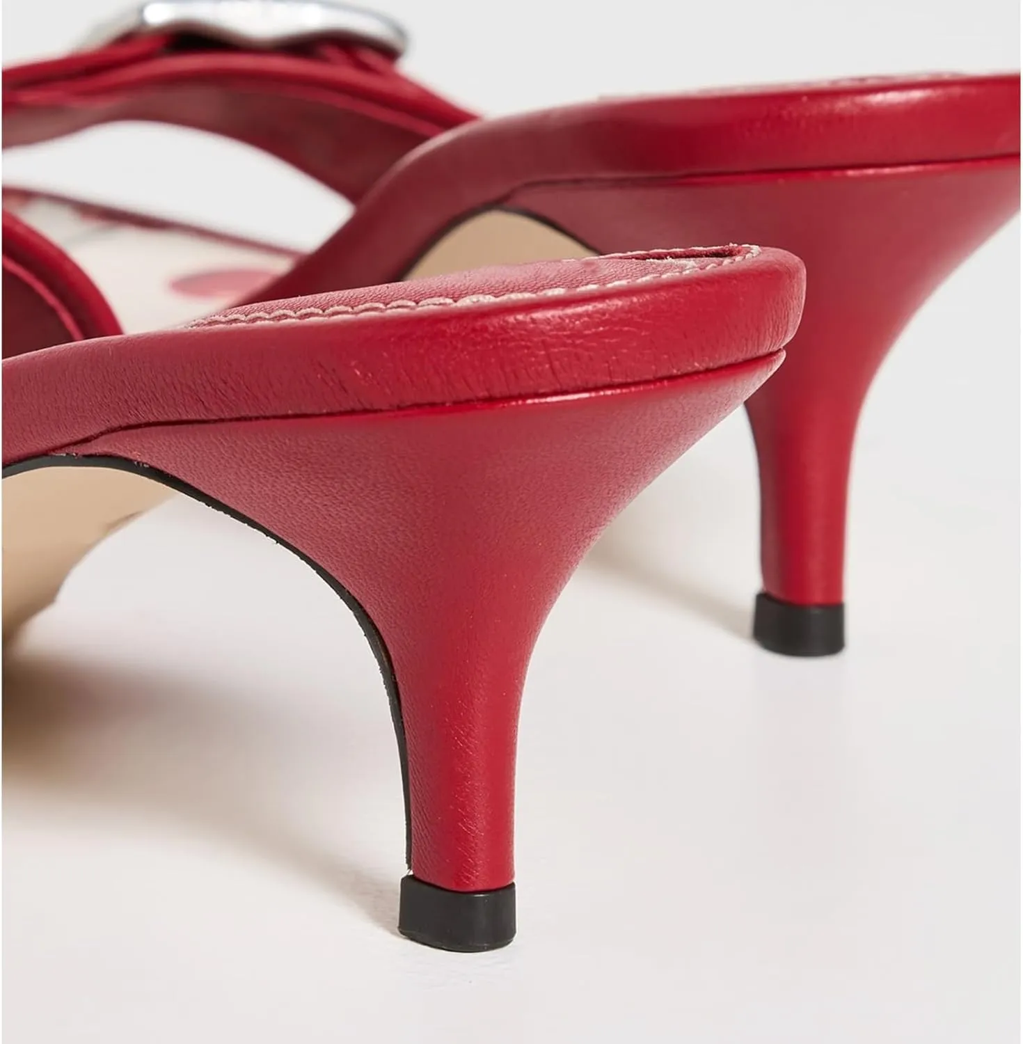 Kitten Heels Sandals for Women Square Open Toe Dressy Bow Heel Vintage Heeled Mules Sexy Studded Slip on Slide Dress Shoes