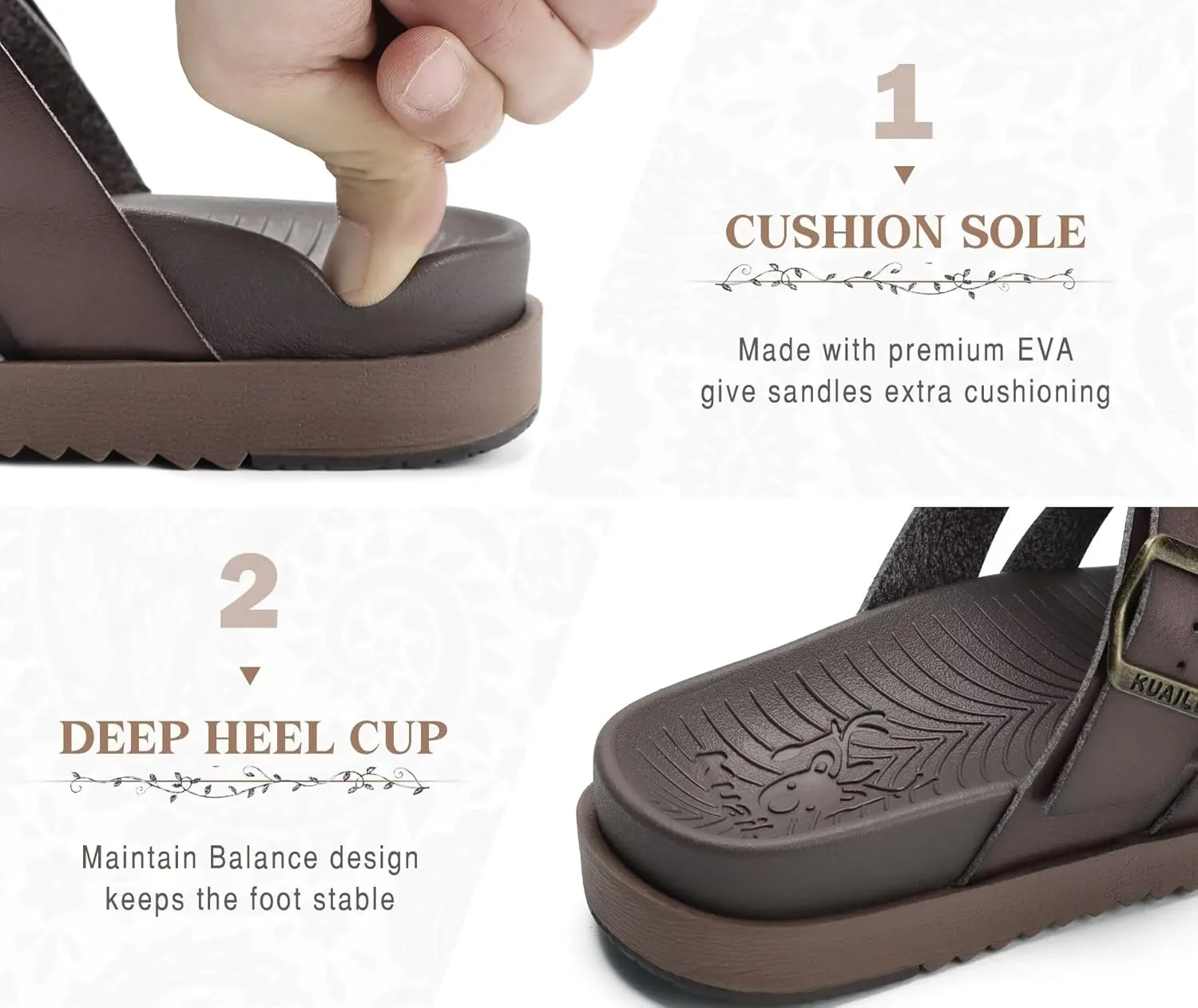 KuaiLu Gladiator Sandals for Women with Comfortable Arch Support Summer Beach Walking Fisherman Slides Boho Outfits Slip on Cushion Shoes Indoor Outdoor