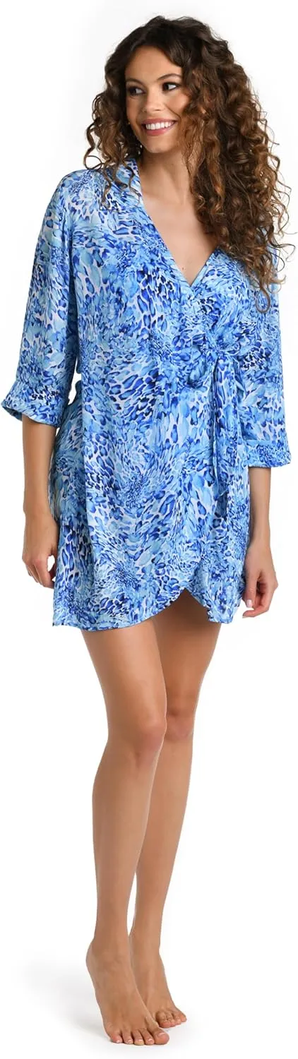 La Blanca Women's Short Sleeve Mini Dress Swimsuit Cover Up