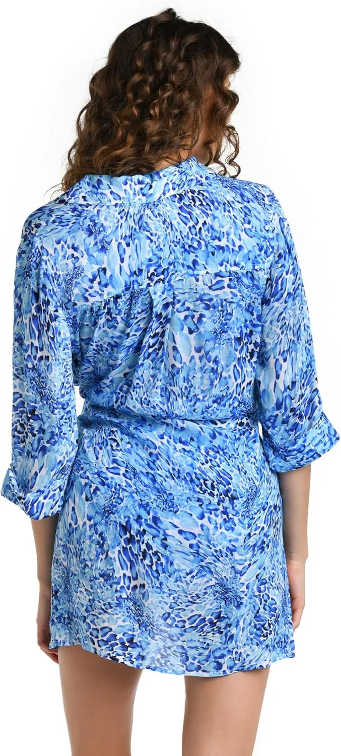 La Blanca Women's Short Sleeve Mini Dress Swimsuit Cover Up