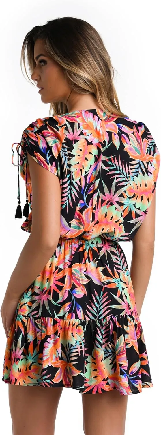 La Blanca Women's Short Sleeve Mini Dress Swimsuit Cover Up