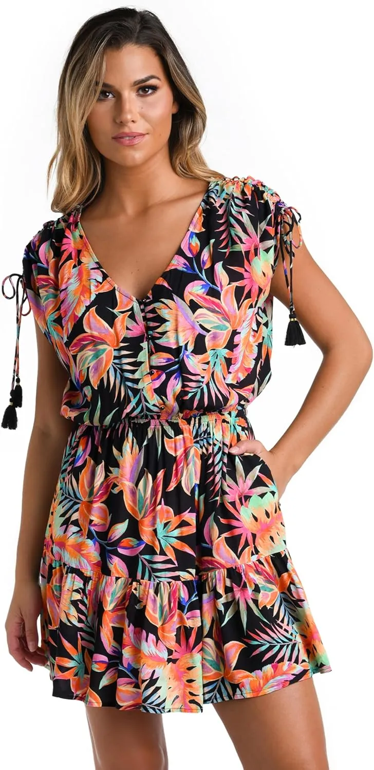 La Blanca Women's Short Sleeve Mini Dress Swimsuit Cover Up