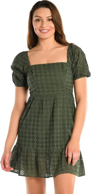 La Blanca Women's Short Sleeve Mini Dress Swimsuit Cover Up