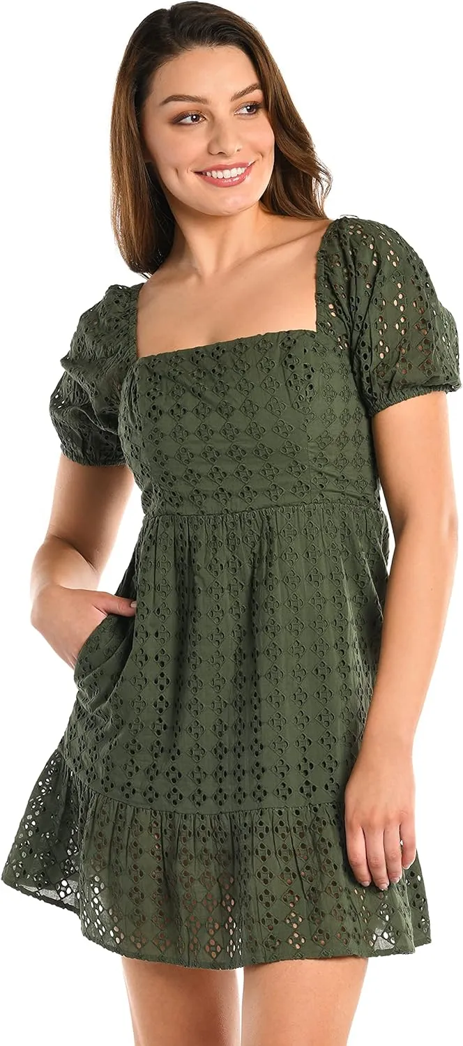 La Blanca Women's Short Sleeve Mini Dress Swimsuit Cover Up