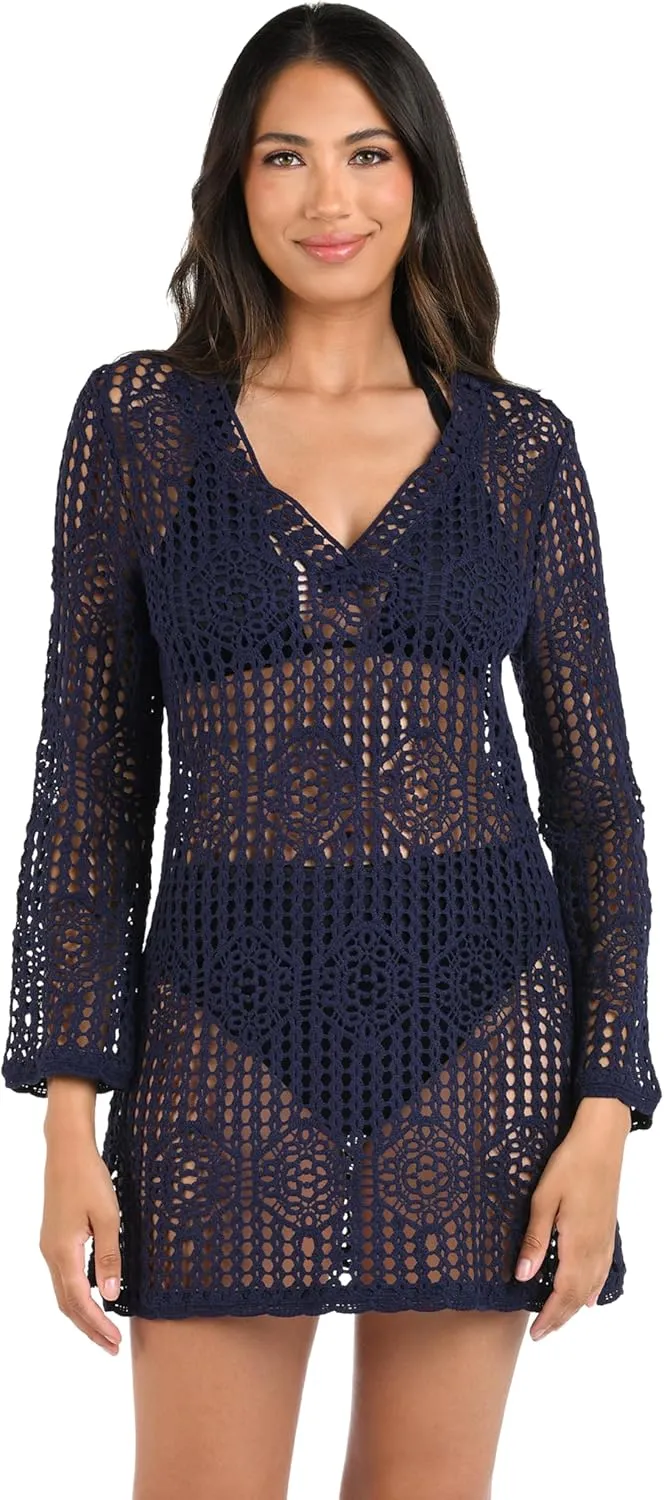 La Blanca Women's Standard Long Sleeve Mini Dress Swimsuit Cover Up