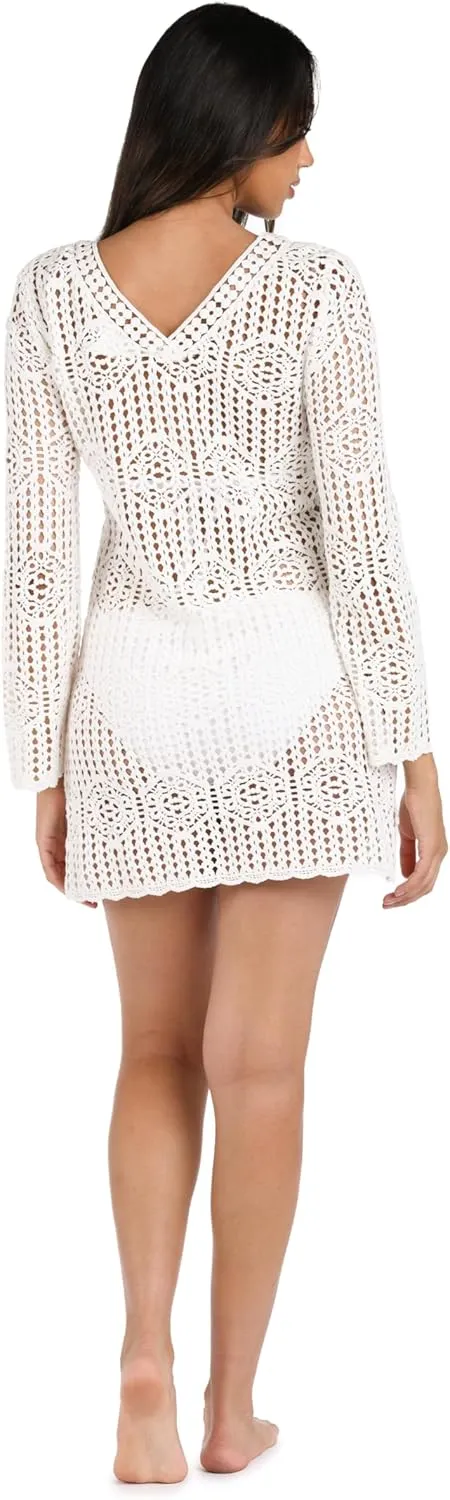La Blanca Women's Standard Long Sleeve Mini Dress Swimsuit Cover Up