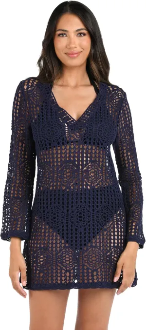 La Blanca Women's Standard Long Sleeve Mini Dress Swimsuit Cover Up