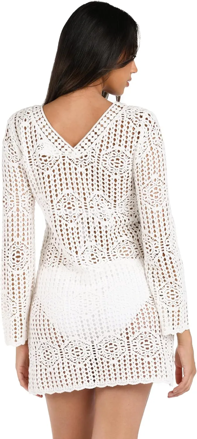 La Blanca Women's Standard Long Sleeve Mini Dress Swimsuit Cover Up
