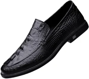 Leather Casual Shoes for Men Low Top Loafers Luxury Crocodile Pattern Lightweight Bean Shoes Men's Slip on Formal Shoes