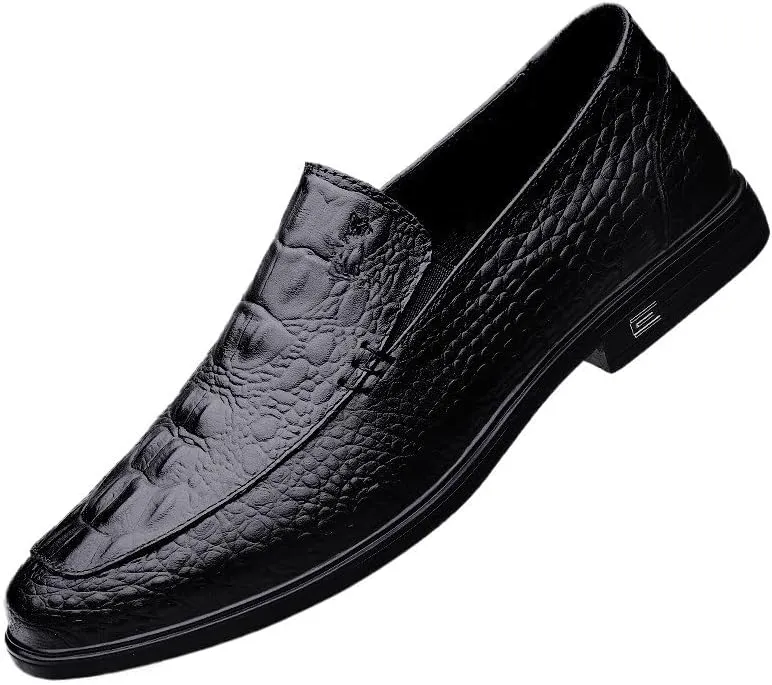 Leather Casual Shoes for Men Low Top Loafers Luxury Crocodile Pattern Lightweight Bean Shoes Men's Slip on Formal Shoes