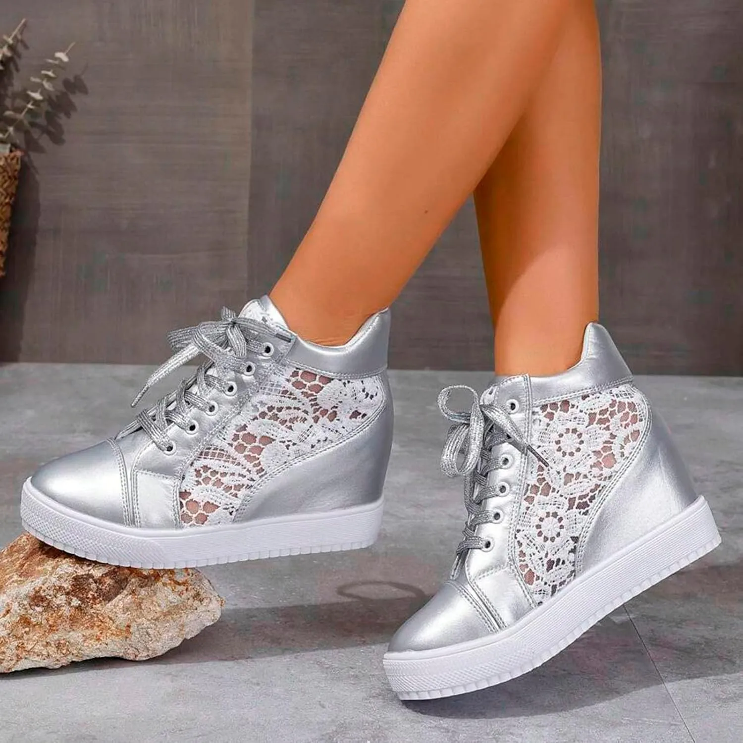 Leather Lace up Ankle Boots Ladies Fashion Thick Chucky Heel Leather Mesh Zip Lace up Fashion Cool Boots Lightweight