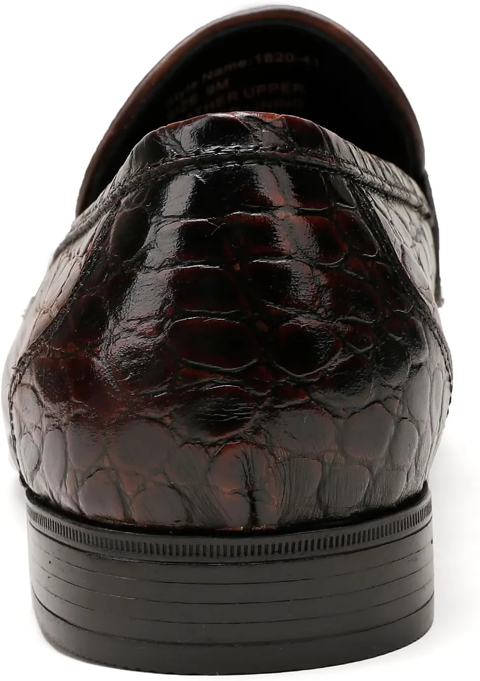 Leather Penny Loafers for Mens, Fashion Crocodile Printed Dress Shoes with Metal Buckle Business Weddings Shoes Slip On Party Loafers