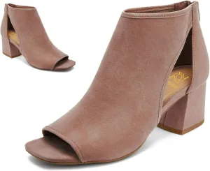 LEHOOR Women Chunky High Heel Booties Suede Open Toe Side Cut-Out Ankle Boots Back Zipper Matte 2” Block Stacked Heel Summer Casual Dress Heeled Ankle Sandal Booties Size 4-13 M US