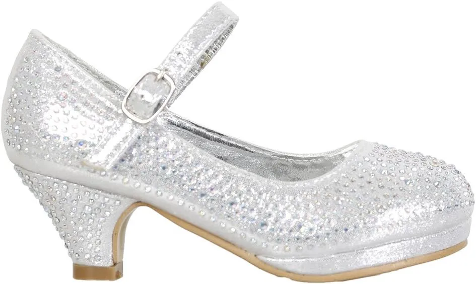 Link Girls Kids Dana-53K Rhinestone Heel Platform Dress Pumps