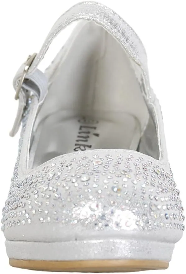 Link Girls Kids Dana-53K Rhinestone Heel Platform Dress Pumps