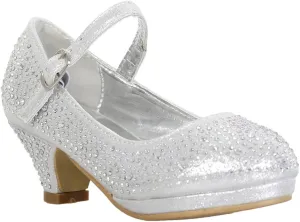 Link Girls Kids Dana-53K Rhinestone Heel Platform Dress Pumps