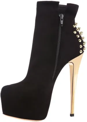 LISHAN Women's Platform 6in Stiletto Heel Black Ankle High Boots