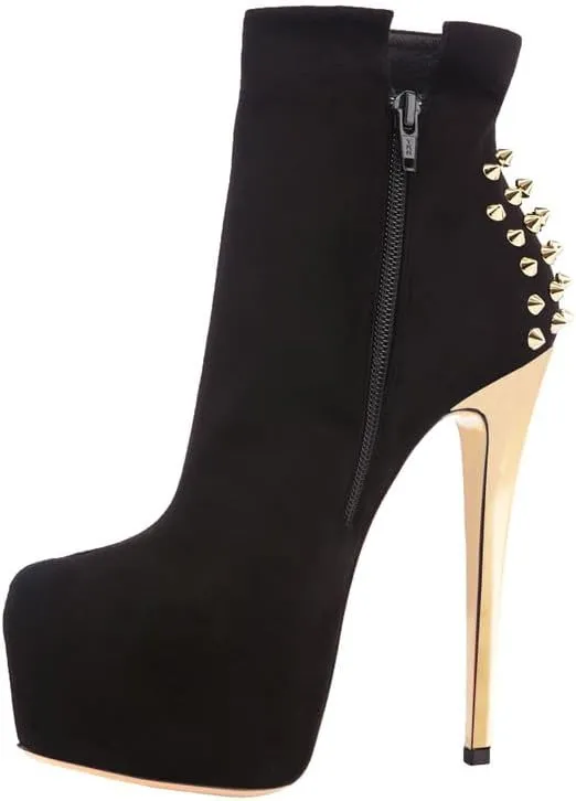 LISHAN Women's Platform 6in Stiletto Heel Black Ankle High Boots