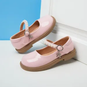 Little Girls Mary Jane Ballerina Ballet Flats for School Wedding Party - Pearl Strap Toddler Flower Girl Dress Shoes
