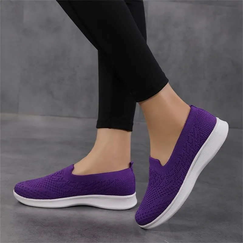 LLTMALL Women's Walking Sneakers Slip on Mesh Breathable Shoes Comfortable Knit Loafers