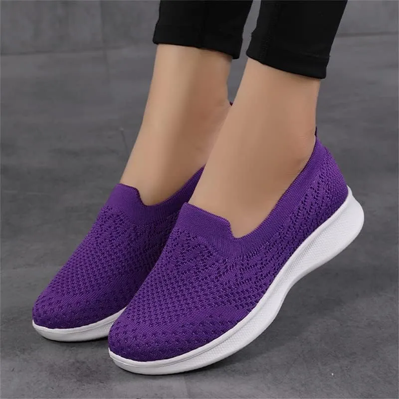 LLTMALL Women's Walking Sneakers Slip on Mesh Breathable Shoes Comfortable Knit Loafers
